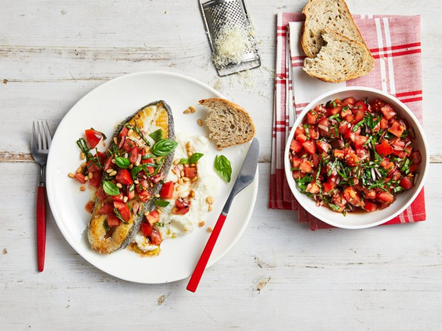 Bruschetta Fish Cutlet with Cauli Mash