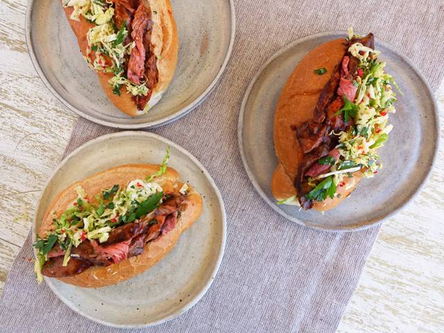 Roast Lamb and Gravy Roll with Parmesan and Chilli Slaw