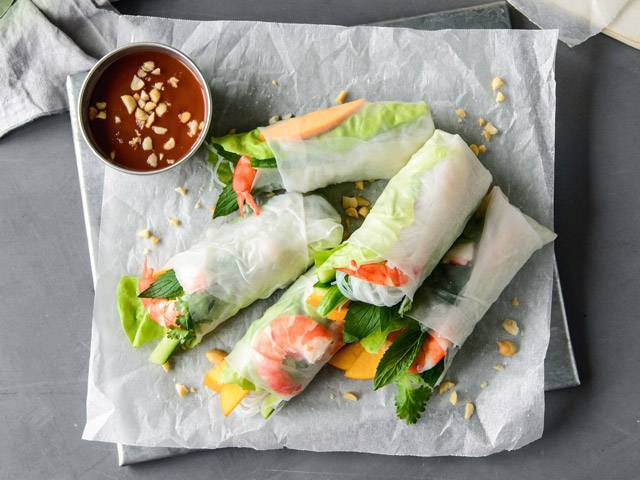 Persimmon Rice Paper Rolls