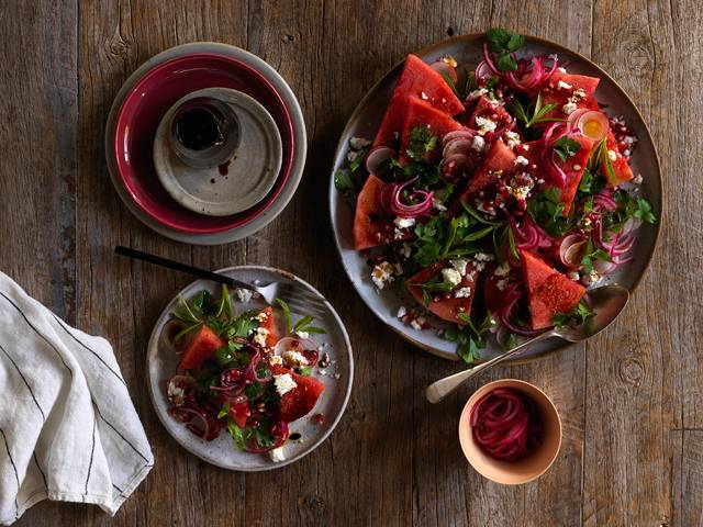 Pickled Red Onion, Watermelon and Feta Salad