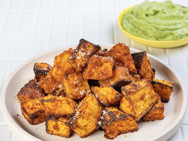 Crispy Roasted Pumpkin Nuggets with Zesty Lime Dipping Sauce by Luke Hines