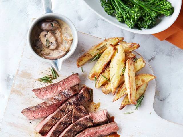 Steak Frites with Knockout Mushroom Sauce