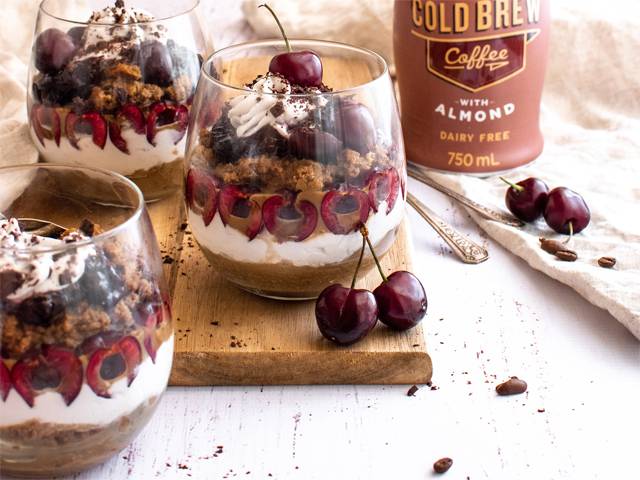 Vegan Tiramisu Trifle with Cherries